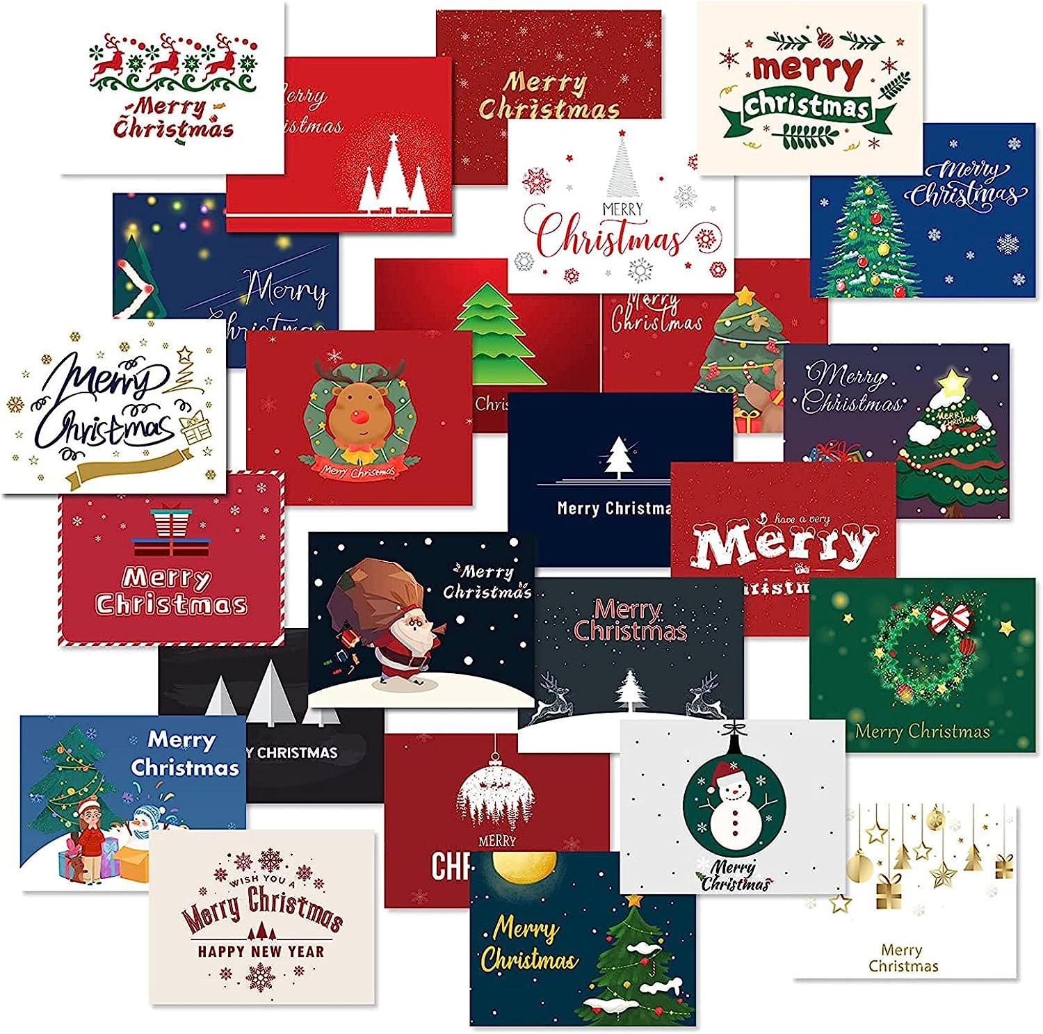 230816024548494_1 Feelfine Christmas Cards, 50 Packs Christmas Cards Boxed with Envelopes, 4.2 x 5.5 Inches Blank Greeting Cards Bulk, Modern Christmas Cards Merry Christmas (25 Funny Designs) - Image 1